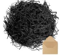 Raffia Herbe - 200 g - Papier déchiqueté pour anniversaires, Noël, mariages et anniversaires de mariage - Matériau de remplissage pour la décoration de boîtes cadeaux et de paniers - Noir