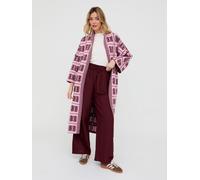 Raffya Pink Ally Abstract Print Long Line Cardigan