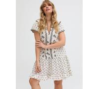Raffya Raffya Cream Jemilla Split Neck Jacquard Mini Dress In Cream 40
