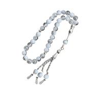 RAFGALDEX Chapelet Musulman Fait à la Main, 33 Perles, Tasbih en Verre craquelé avec Pompons, Pendentif pour Les prières Quotidiennes et la méditation, culte Quotidien Tasbih