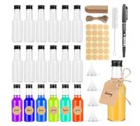 RAFIYU 18 Pcs Bouteilles de Liqueur en Plastique, 50ML Mini Bouteille, Mignonnettes Alcool,Bouteilles en Plastique Vides,avec Entonnoirs et Étiquettes pour Mariages et Fêtes