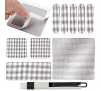 RAFIYU 40pcs Kit de Réparation D'écran de Fenêtre, 4 Tailles Patch pour Moustiquaire de Fenêtre, Kit de Réparation de Moustiquaire de Mur en Maille de Fibre de Verre Outils de Cloison Sèche Rapide