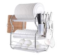 Rafles de séchage à 3 Niveaux- multifonctionnelle avec Porte-Bagages et Couverts | Accessoire de Cuisine en Acier Inoxydable Accessoire d'échappement de Coupe, étagère de Stockage ig