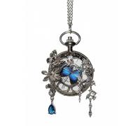 Rafonie Une Montre de Poche Significative en Forme de Papillon avec Chaîne, Pendentif de Montre Collier avec Charms en Cristal, Style a, One Size