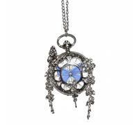 rafonie Une montre gousset papillon significative avec chaîne, pendentif montre collier avec breloques en cristal, Style C., One Size