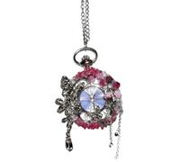 rafonie Une montre gousset papillon significative avec chaîne, pendentif montre collier avec breloques en cristal, Style-e, One Size