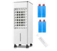 Rafraîchisseur d’Air 4 en 1,Climatiseur Mobile 12L sans Tuyau d’Évacuation,avec 4 Blocs Réfrigérants,3 Vitesses, Silencieux,Minuterie télécommande 12h (6L réservoir d'eau)