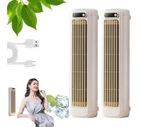 Rafraîchisseur d’Air Portable Silencieux - Mini Climatiseur USB Rechargeable avec 3 Vitesses, Ventilateur de Refroidissement pour Chambre, Bureau, Maison (2*Blanc)