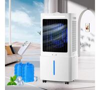 Rafraîchisseur d'Air 25 L 4-en-1 Grand Climatiseur Mobile, Humidificateur avec Télécommande et 2 Packs de Glace, Usage Domestique