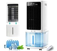 Rafraîchisseur d'air Évaporatif 25L (Climatiseur Mobile Sans Évacuation), 2000 m³/h Puissant Portable, 3-en-1 Ventilateur & Humidificateur avec Télécommande, Minuteur 12H, 6 Pains de Glace(12L)