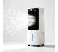 Rafraîchisseur d'air évaporatif, climatiseur portable 3-en-1, refroidisseur avec 2 blocs de glace, télécommande, réservoir 12L pour 10h de refroidissement, 3 vitesses, 3 modes, oscillation