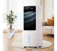 Rafraîchisseur d'Air Portable 12L, Humidificateur Évaporatif Mobile, Télécommande, Minuterie, 2 Packs de Glace, Oscillation 120°