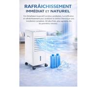 Rafraîchisseur d'air portable - Modèle 5 L - Double réservoir - Silencieux ≤55 dB - 2 accumulateurs de froid