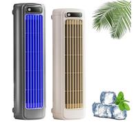 Rafraichisseur D'air, Rechargeable, Portable Desktop Tower Fan with 3 Speed Settings and Silent Operation for Kitchen, Bedroom, Outdoor Picnic (Gray + Beige)