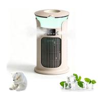 Rafraîchisseur D'Air Silencieux Évaporatif, Refroidissement par Brume Froide, 3 Vitesses de Ventilation, Réservoir D'Eau de 880ml, Sans Tuyau D'Échappement, Pour Chambre, Bureau, Camping (Blanc)