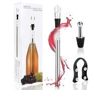 Rafraichisseur de Bouteille de Vin Bâton,Ensembles Refroidisseur de Vin,3 en 1 Tige Refroidissante Acier + Bec Verseur + Coupe-Film + Bouchon de Bouteille,Cadeau pour les Amateurs de Vin