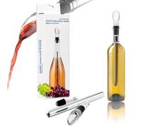 Rafraîchisseur de bouteille de vin en acier inoxydable avec aérateur verseur et bouchon de rechange, bâton réfrigérant pour bar et fête 31.8x4.5cm.