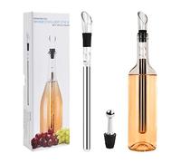 Rafraichisseur de Bouteille de Vin Set 3 en 1 Refroidisseur Bouteille en Acier Inoxydable Decanteur Aérateur à Vin,Bouchon Bouteille Accessoire Vin Cadeau pour les Homme Amateurs de Vin