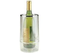 APS Refroidisseur de Bouteilles avec Bord chromé, Transparent, Refroidisseur de Bouteilles de Boissons à Double paroi, 11,5 x 11,5 cm, Hauteur 23 cm