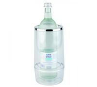 APS Refroidisseur de Bouteilles avec Bord chromé, Transparent, Refroidisseur de Bouteilles de Boissons à Double paroi, 11,5 x 11,5 cm, Hauteur 23 cm