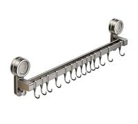 Rafuto - Barre suspendue multi-usage pour ustensiles de cuisine - Support d'aspiration pour crochet, sans perceuse, montage mural avec crochets pour travaux lourds, support amovible pour bras