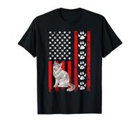 Ragamuffin Cat 4th of July Patriotic American Flag Paws T-Shirt