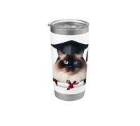 Ragdoll Casquette de cérémonie de remise de diplôme Motif chat Gobelet isotherme en acier inoxydable double paroi