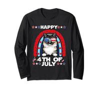 Ragdoll Cat Happy 4th of July Patriotic American Cats Lover Manche Longue