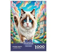Ragdoll Chat Puzzles 1000 Pièces Cadeau Unique Jeu Éduchatif Challenge Toy À De Qualité Supérieure Peinture Art pour Adultes Et Enfants À Partir De 12 Ans 70x50cm/1000pcs