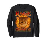 Rage Consumes Me Angry Kitten Ring of Fire Humour Design Manche Longue
