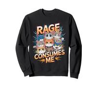 Rage Consumes Me Cat Humour Meme Sweatshirt, Unisexe pour Adultes, Noir, XXL