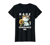 Rage Consumes Me Funny Kitten with Flowers Cute Cat Ironic T-Shirt Graphique avec Valeur
