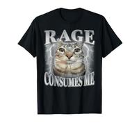 Rage Consumes Me Funny Silly Staring Cat Meme Femme Homme T-Shirt