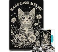 Rage Consumes Me Kitten Poster, Whimsical Cat Puzzle, 1000 pièces | Choisissez cette activité pour les jours de pluie le w nd, pour une pause sans écran.