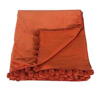 Ragged Rose Couverture 140 cm x 180 cm - Couvre-lit à Pompons en Velours de Coton avec Bordures à Pompons sur Les côtés - Couverture Polyvalente en Velours de Coton pour canapé et lit