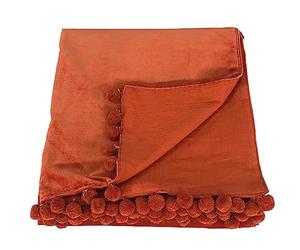 Ragged Rose Couverture 140 cm x 180 cm - Couvre-lit à Pompons en Velours de Coton avec Bordures à Pompons sur Les côtés - Couverture Polyvalente en Velours de Coton pour canapé et lit