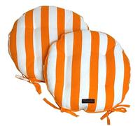 Ragged Rose Galette de chaise d'extérieur à rayures circulaires imperméables Ø 40 cm (orange)