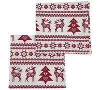 Ragged Rose Lot de 4 Serviettes de Table de Noël en Coton pour Table à Manger et argenterie sur Le thème de Noël Motif Renne Rouge Nordique 40 x 40 cm