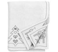 Ragged Rose Nappe de Noël Festive en Lin avec imprimés de Style Nordique pour Le Salon et la Cuisine - Nappe en Coton Qui Convient à Une Table de 2,1 à 2,1 m - Imprimé brodé argenté