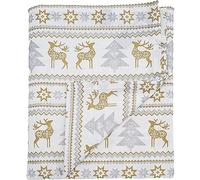 Ragged Rose Nappe de Noël - Nappe Festive en Lin avec imprimés de Style Nordique pour Le Salon et la Cuisine - Nappe en Coton Qui s'adapte à Une Table de 1,8 à 2,1 m