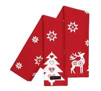 Ragged Rose Tracy Gris argenté de Noël thé Serviettes, Rouge, Lot de 2