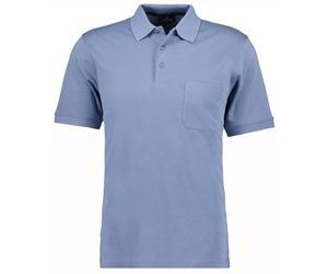 RAGMAN Polo en tricot doux pour homme avec poche de poitrine, manches courtes, Bleu 717, XXL