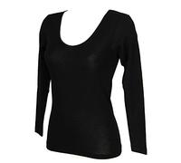 RAGNO T-Shirt Femme Caraco Maillot Manches Longues 85% Laine mérinos et 15% Soie Article 074029, 020 Nero, S