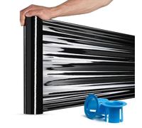 RAGO® Film etirable Demenagement Noir 1 pièce I 0,85 kg I 7,5 x 7,5 x 40 cm I Film plastique Emballage Noir I Film à Palette i Rouleau emballage Colis avec Distributeur 150m