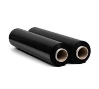 RAGO® Film etirable demenagement noir 2 pièces I 300m 9,5 × 9,5 × 40 cm Film etirable Film palette Film noir emballage I Rouleau emballage colis Film palette noir 300 m