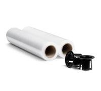 RAGO® Film etirable Demenagement Transparente Lot de 2 I 0,85 kg I 7,5 x 7,5 x 40 cm I Film plastique Emballage Noir I Film à Palette i Rouleau emballage Colis avec Distributeur 150m
