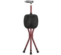 RAGOPILEN Chaise Pliante, Canne de Marche avec siège et éclairage LED, Hauteur réglable à 5 Vitesses, Pliable, Rouge, 23,4 x (87-97) cm