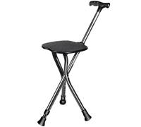 RAGOPILEN Chaise Pliante, Canne de Marche avec siège et lumière LED, réglable et Pliable, Noire, 30 x 84-94 cm
