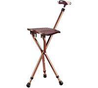 RAGOPILEN Chaise Pliante, Canne de Marche Pliable à LED, réglable en Hauteur, 31,5 x 80-90 cm, Noir, Marron et Gris(Brown Color)