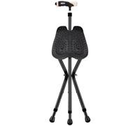 RAGOPILEN Chaise Pliante, Canne de Marche Pliable à LED, réglable en Hauteur, 31,5 x 80-90 cm, Noir, Marron et Gris(Black Color)